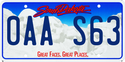 SD license plate 0AAS63