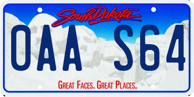 SD license plate 0AAS64
