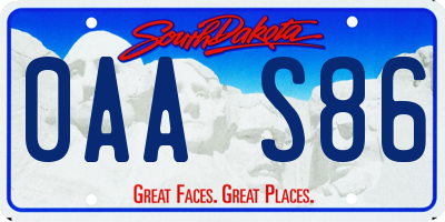 SD license plate 0AAS86