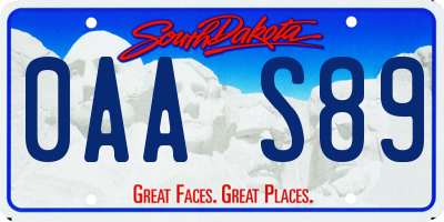 SD license plate 0AAS89