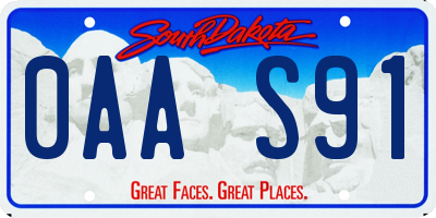 SD license plate 0AAS91