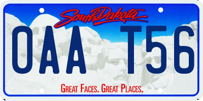 SD license plate 0AAT56