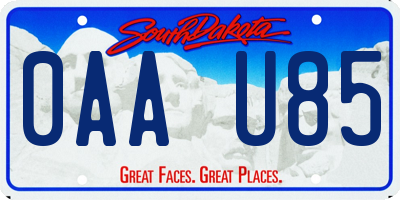 SD license plate 0AAU85