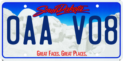 SD license plate 0AAV08