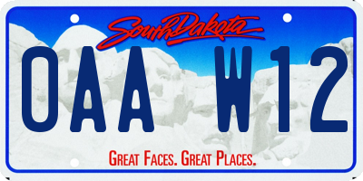 SD license plate 0AAW12