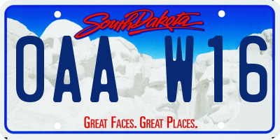 SD license plate 0AAW16