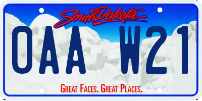 SD license plate 0AAW21