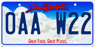 SD license plate 0AAW22