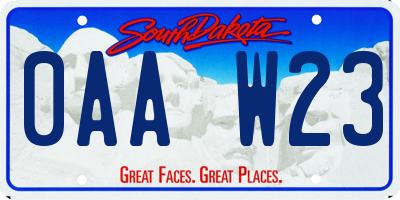 SD license plate 0AAW23