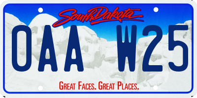 SD license plate 0AAW25