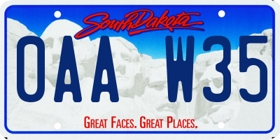 SD license plate 0AAW35