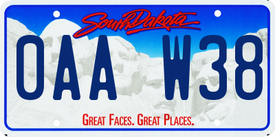 SD license plate 0AAW38