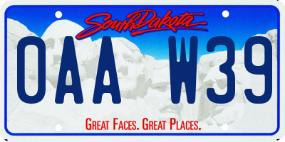 SD license plate 0AAW39