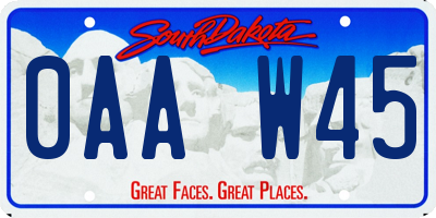 SD license plate 0AAW45