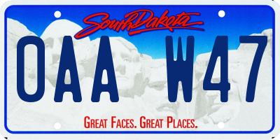 SD license plate 0AAW47