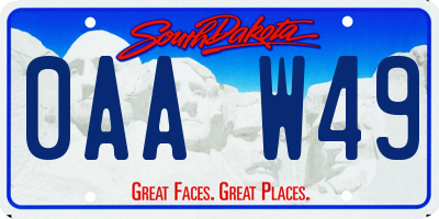 SD license plate 0AAW49