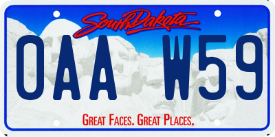 SD license plate 0AAW59