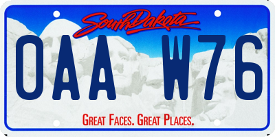 SD license plate 0AAW76