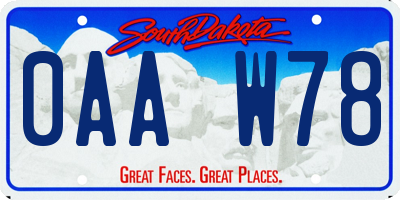 SD license plate 0AAW78