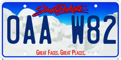 SD license plate 0AAW82