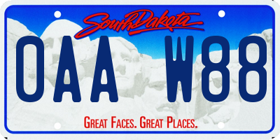 SD license plate 0AAW88