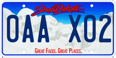 SD license plate 0AAX02