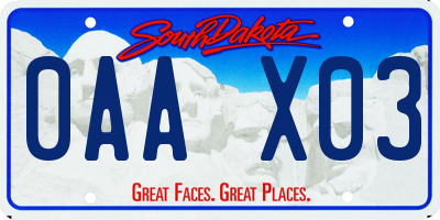 SD license plate 0AAX03