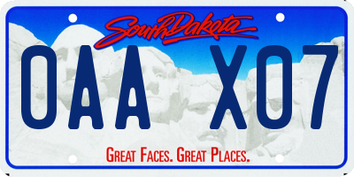 SD license plate 0AAX07