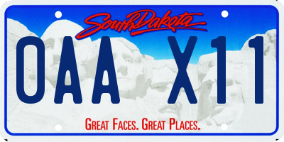 SD license plate 0AAX11