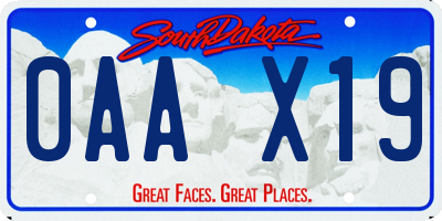 SD license plate 0AAX19