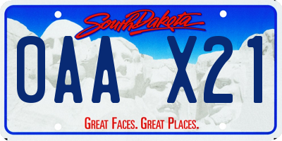 SD license plate 0AAX21