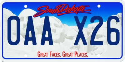 SD license plate 0AAX26