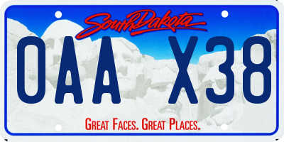 SD license plate 0AAX38