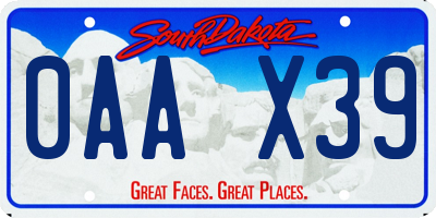 SD license plate 0AAX39