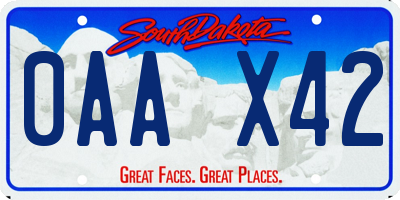 SD license plate 0AAX42