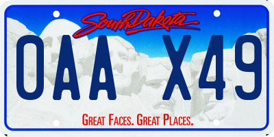 SD license plate 0AAX49