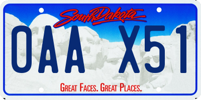 SD license plate 0AAX51