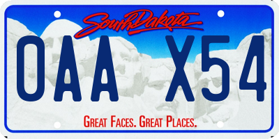 SD license plate 0AAX54