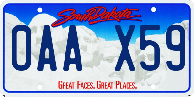 SD license plate 0AAX59