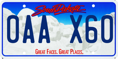 SD license plate 0AAX60