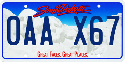 SD license plate 0AAX67