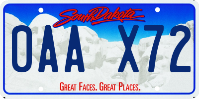 SD license plate 0AAX72