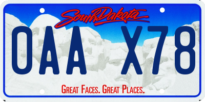 SD license plate 0AAX78