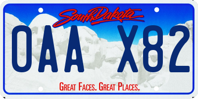 SD license plate 0AAX82