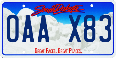SD license plate 0AAX83
