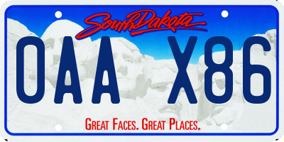 SD license plate 0AAX86