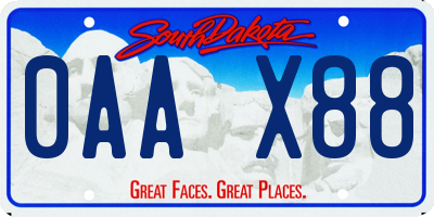 SD license plate 0AAX88