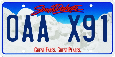 SD license plate 0AAX91