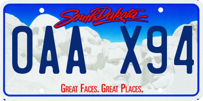 SD license plate 0AAX94