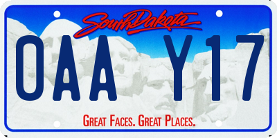 SD license plate 0AAY17